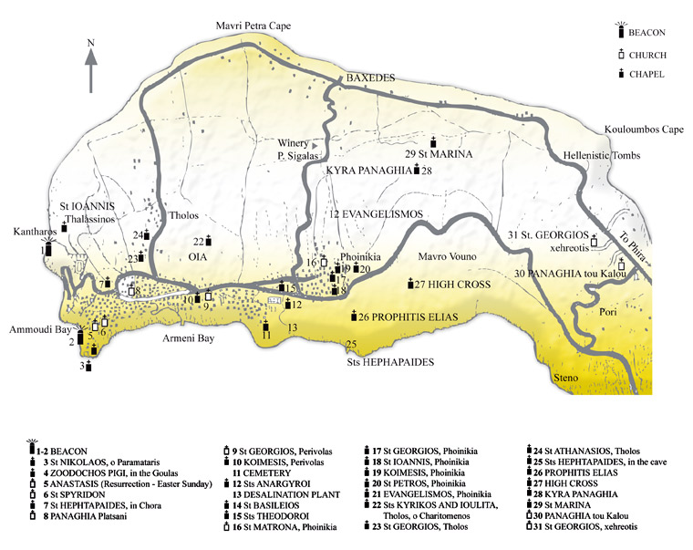 Oia chapels churches map