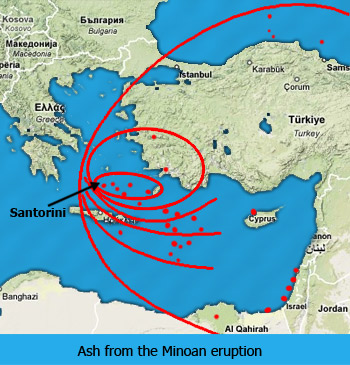 Ash from Minoan eruption