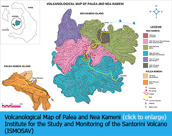 Volcanological map of Palea and Nea Kameni