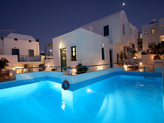 Oias Sunset Apartments Pool At Night