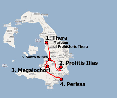 Santorini Bus Tour route