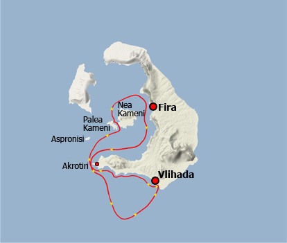 Volcano Sunset Cruise route