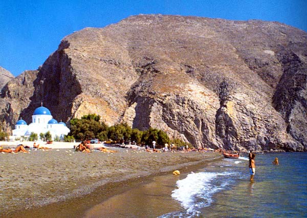 santorini perissa beach church