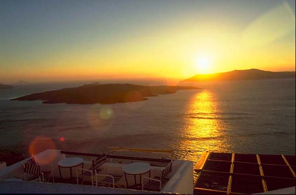 the sunset of Santorini