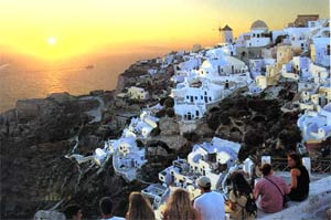 santorini famous sunset