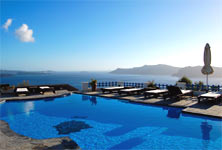 pool view- volcanos villas hotel - accommodation in santorini -oia- santorini budget hotel 